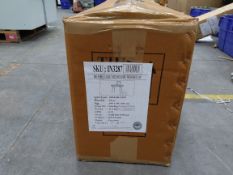 As new solid mango wood dressing table with mirror flap in chestnut finish. 3 drawers 100cm x 80cm x