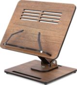 Six boxed as new Vigo Wood Book Stands, 360 degree rotating (stock image).