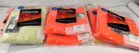 Five Lyngsoe Bib & Brace rainwear trousers 1 x 4XL yellow, 4 x XXL orange and two Lyngsoe rainwear j