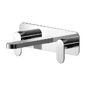 A boxed as new Nuie Binsey 3-hole wall mounted basin mixer tap with plate, chrome BIN350 (stock imag