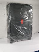 An as new Samsonite Essens Circular Spinner 75/28 Suitcase in Green/Orange.