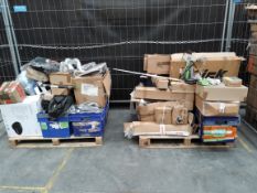 Two pallets of assorted fitness and sports equipment.