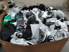 A pallet of assorted corporate stock including clothing, accessories and related.