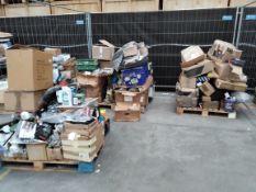 Three pallets of assorted auto parts and related goods.