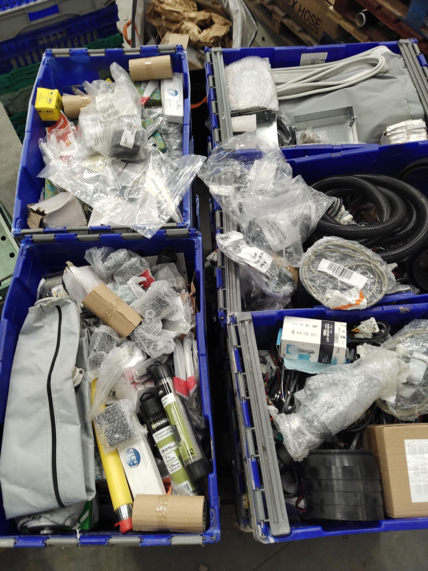 Fifteen crates of assorted commercial, industrial and more. *Crates not included.