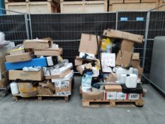 Two pallets of assorted commercial and industrial goods.