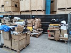 Three pallets of assorted homeware and related goods.
