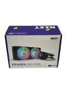 Pre-owned NZXT Kraken 240 RGB 2x120mm AiO Liquid CPU Cooler (Sold as is).