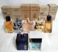 Thirty four Michael Kors and Mont Blanc perfumes/testers and related (please note: bottles may have