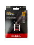 As new SanDisk Extreme Pro 128GB UHS-II SDXC Memory Card (EAN: 619659215934).