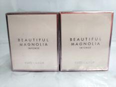 Two as new Estée Lauder Beautiful Magnolia 50ml EDP, sealed.