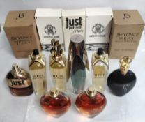 Thirty five Beyonce and Roberto Cavalli perfumes/testers and related (please note: bottles may have