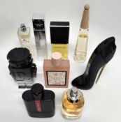 Thirty four perfumes/testers and related to include Michael Kors, Boss, Paco Rabanne, YSL, Gucci and