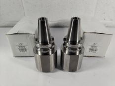 Two Weldon BT 40-40-120 milling cutter holders, dual contact AD/B, box opened (DC.406.04.40).