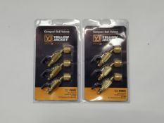 Two as new Yellow Jacket Compact Ball Valves, 45° angle, 1/4