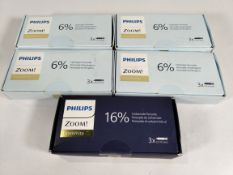 Five Philips Zoom teeth whiting packs, sealed boxes (slight wear to boxes).