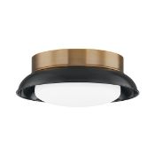 A boxed as new Arnie Ceiling Light (C2014-PBR/GBK-CE), patina brass/gloss black (stock image).