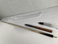 An as new Pegasus 3/4 jointed ash snooker cue.