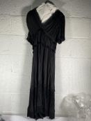 A Ralph Lauren satin pleated tiered midi dress (Size 4).