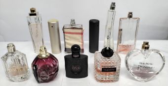 Forty perfumes/testers and related to include Jimmy Choo, Armani, Boss, Valentino, Marc Jacobs and m