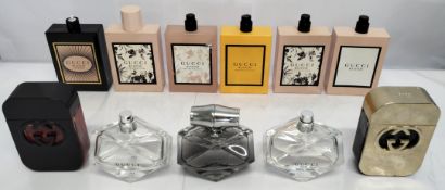 Forty Gucci perfumes/testers and related (please note: bottles have been used/packaging may have dam