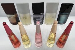 Forty Issey Miyake perfumes/testers and related (please note: bottles may have been used/packaging m