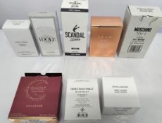 Twenty Seven boxed perfumes/testers and related to include Jean Paul Gaultier, Moschino, Lancome, Bu