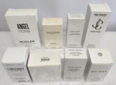Twenty three boxed perfumes/testers and related to include Gucci, Mugler, Boss, Dior, Armani, Valent