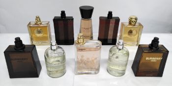 Forty Burberry perfumes/testers and related (please note: some bottles may have been used/packaging