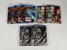 Seven as new Blu-Ray films, 3x Monsterverse Godzilla v Kong Blu-Ray (5 film collection), 2x Edward S