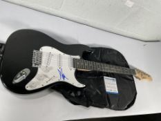 A Yungblud Signed Autographed Glarry Electric Guitar ACOA COA, black.