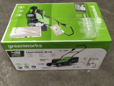 As new Greenworks Cordless Lawn Mower, 36cm, comes with 2x 40V 2Ah Batteries & One Charger, (6952909