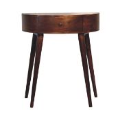 A boxed as new Odyssey Console Table (IN3549), solid wood, Chestnut finish (stock image).