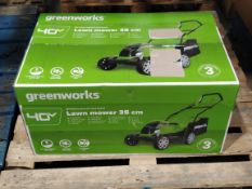 As new Greenworks Cordless Lawn Mower, 35cm, comes with 2x 40V 2Ah Batteries & One Charger, (6952909