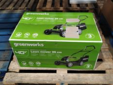 As new Greenworks Cordless Lawn Mower, 35cm, comes with 2x 40V 2Ah Batteries & One Charger, (6952909