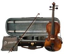 A Stentor 4/4 size Verona violin outfit with bow, oblong case & rosin. (1864A) (stock image)