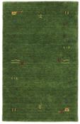 An as new Gabbeh Loom Frame - green wool rug, 160 x 100cm (stock image).