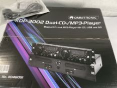 A boxed as new Omnitronic XDP-3002 CD/MP3 Player for fixed installations.