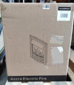 An as new BlazeBright Accra electric fire, no spacer included, sealed in box (model no: accra-black)