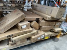 Assorted flatpack furniture and related.