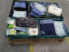 Five crates of as new clothes and accessories. Adult and child in various sizes.