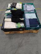 Five crates of as new clothes and accessories. Adult and child in various sizes.