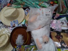 Fifteen crates of assorted fancy dress costumes and props. Various sizes.