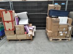 Two pallets of assorted homeware and related goods.