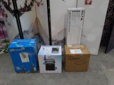 A Home Labs HME01008IN dehumidifier, Fohere IMB1008CA-GS ice maker, Iceman compact ice machine and G