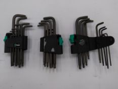 Twenty Wera L-Keys TX Torx sets, 9-pieces per set. Size 8 9 10 15 20 25 27 30 40.