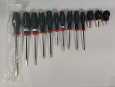 Twelve as new Facom short and long assorted screwdrivers.