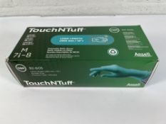 Twenty six boxes of 100 (single gloves) TouchNTuff 92-605 Green Nitrile Gloves, M.