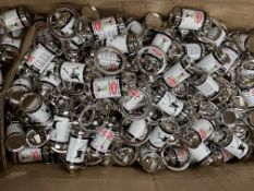 Approximately one hundred and fifty as new Banksy Aerosol Can Keyrings.
