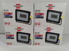 Four as new brennenstuhl Jaro 7060 LED spotlights, IP65, 5.800 lumen, boxed.